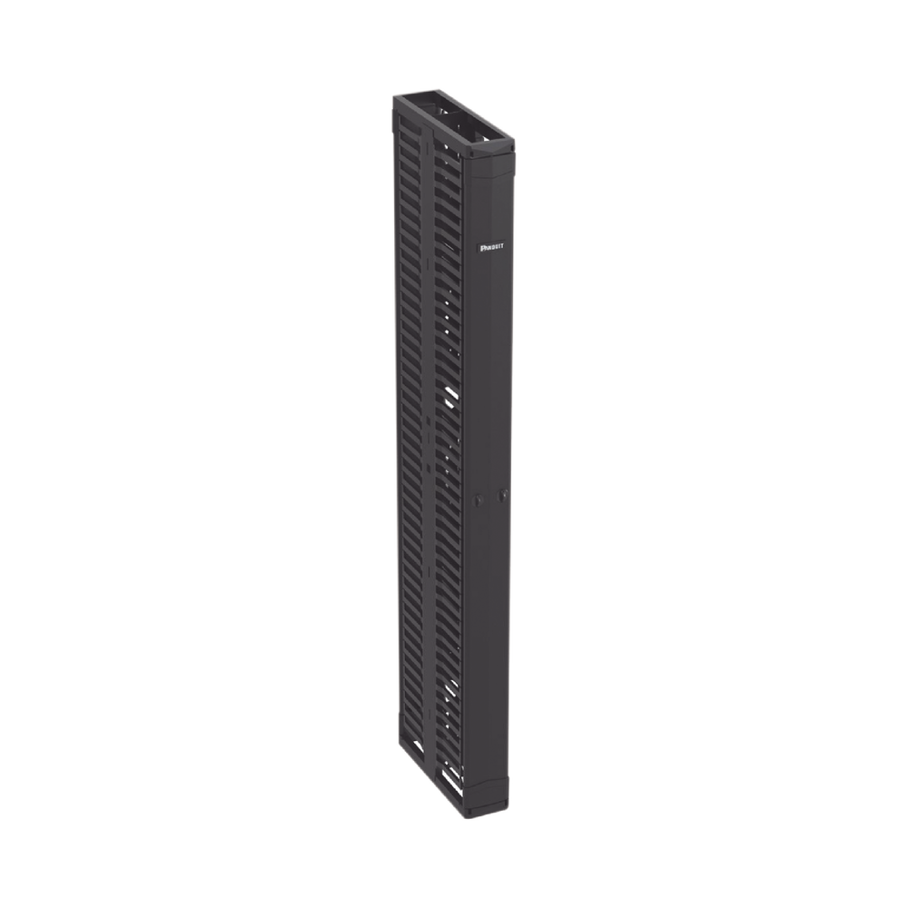 Organizador Vertical Doble PatchRunner™, Para Rack Abierto de 45 Unidades, 6in de Ancho, Color Negro