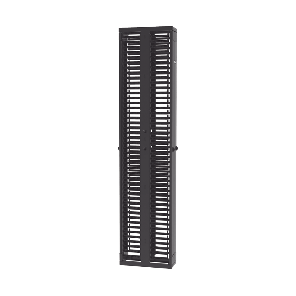 Organizador Vertical Doble PatchRunner™, Para Rack Abierto de 45 Unidades, 8in de Ancho, Color Negro