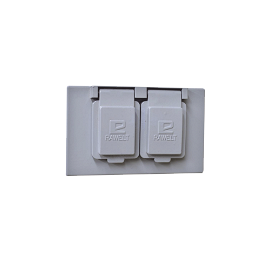 Tapa rectangular dúplex horizontal con  contratapa con mecanismo de auto-cierre de aluminio para uso de interiores y exteriores tipo RR.