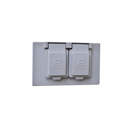 Tapa rectangular dúplex horizontal con  contratapa con mecanismo de auto-cierre de aluminio para uso de interiores y exteriores tipo RR.
