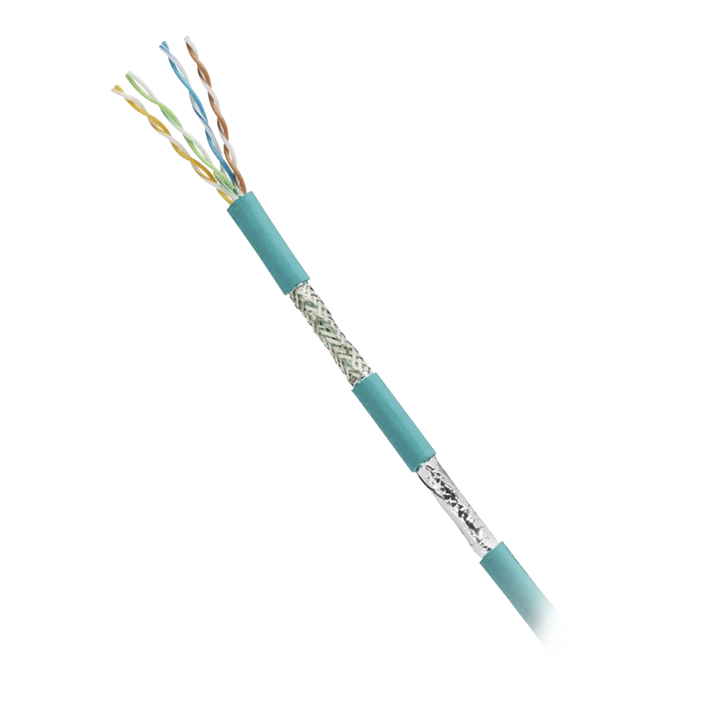 Bobina de Cable Blindado SF/UTP, Cat5e de 4 Pares, Uso Industrial, Multifilar (Flexible), Color Azul Cerceta, Bobina de 305m