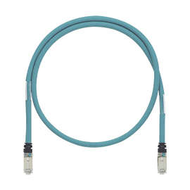 Patch Cord Cat6A de Grado Industrial 600V, Blindado SF/UTP, Calibre 26 AWG, Color Aqua, 30 cm.