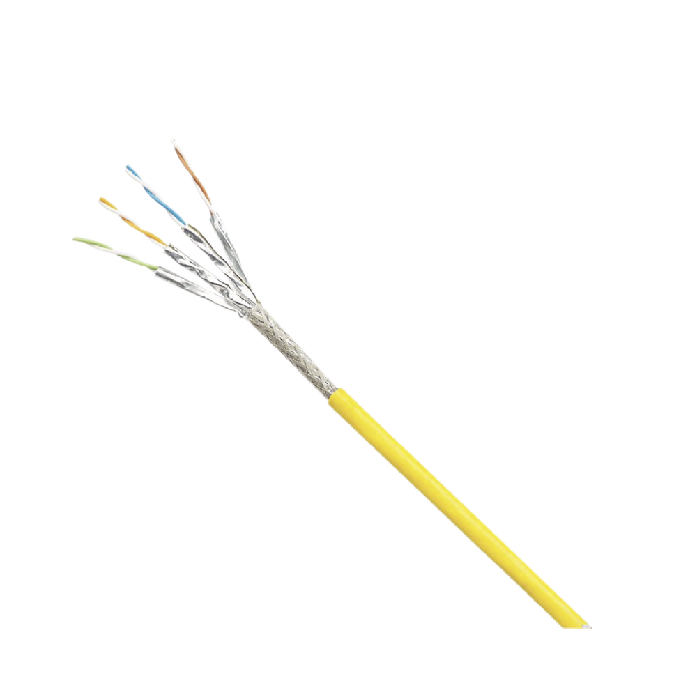 Bobina de Cable Blindado S/FTP, Cat6, Uso Industrial, Multifilar (Flexible), Color Amarillo, Bobina de 500m