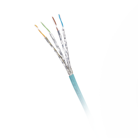Bobina de Cable Blindado S/FTP, Cat6A, Uso Industrial, Multifilar (Flexible), Color Azul Cerceta, Bobina de 500m
