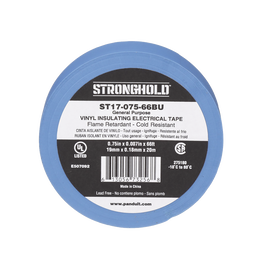 Cinta Eléctrica para Aislar, de PVC, Uso General, Grosor de 0.18mm (7 mil), Ancho de 19mm, y 20.12m de Largo, Color Azul