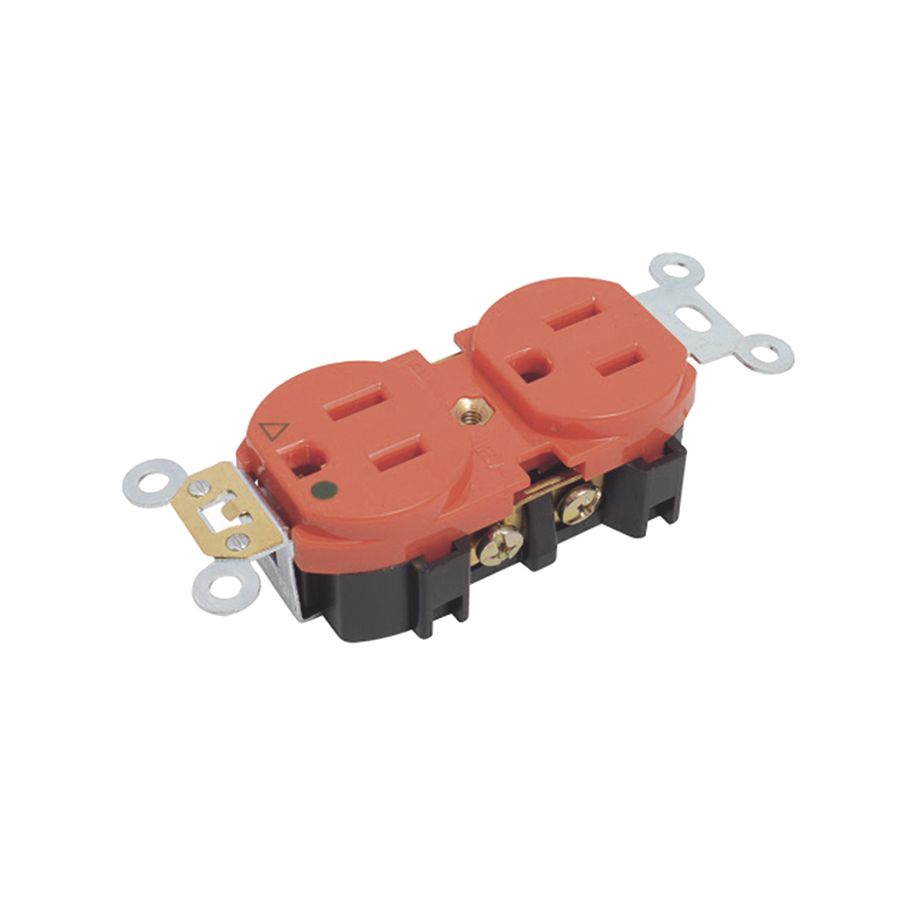 Contacto dúplex aterrizado aislado 15A 127 Vca color rojo