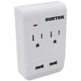 Multicontacto de ABS con 2 entradas de corriente  y 2 de USB.