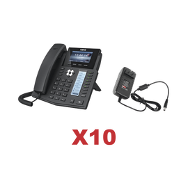 Kit de 10 teléfonos Empresariales con pantalla a color, botonera de hasta 40 contactos, incluyen fuente de alimentación y son PoE