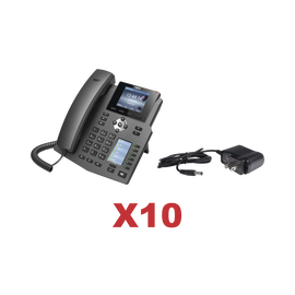 Kit de 10 teléfonos Empresariales con pantalla a color, botonera de hasta 40 contactos, incluyen fuente de alimentación y son PoE