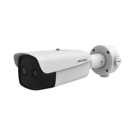 Bala IP Dual / Térmica 15 mm (384 X 288 ) / Óptico 6 mm (4 Megapixel) / 50 mts IR / IP66 / PoE / Termométrica / Detección de Temperatura