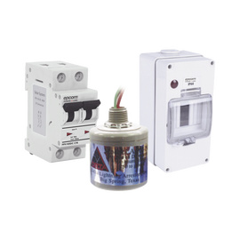 Kit de Centro de Carga Para Corriente Directa, Breaker de hasta  800 Vcd de 16 A con Supresor de Descargas Atmosféricas.