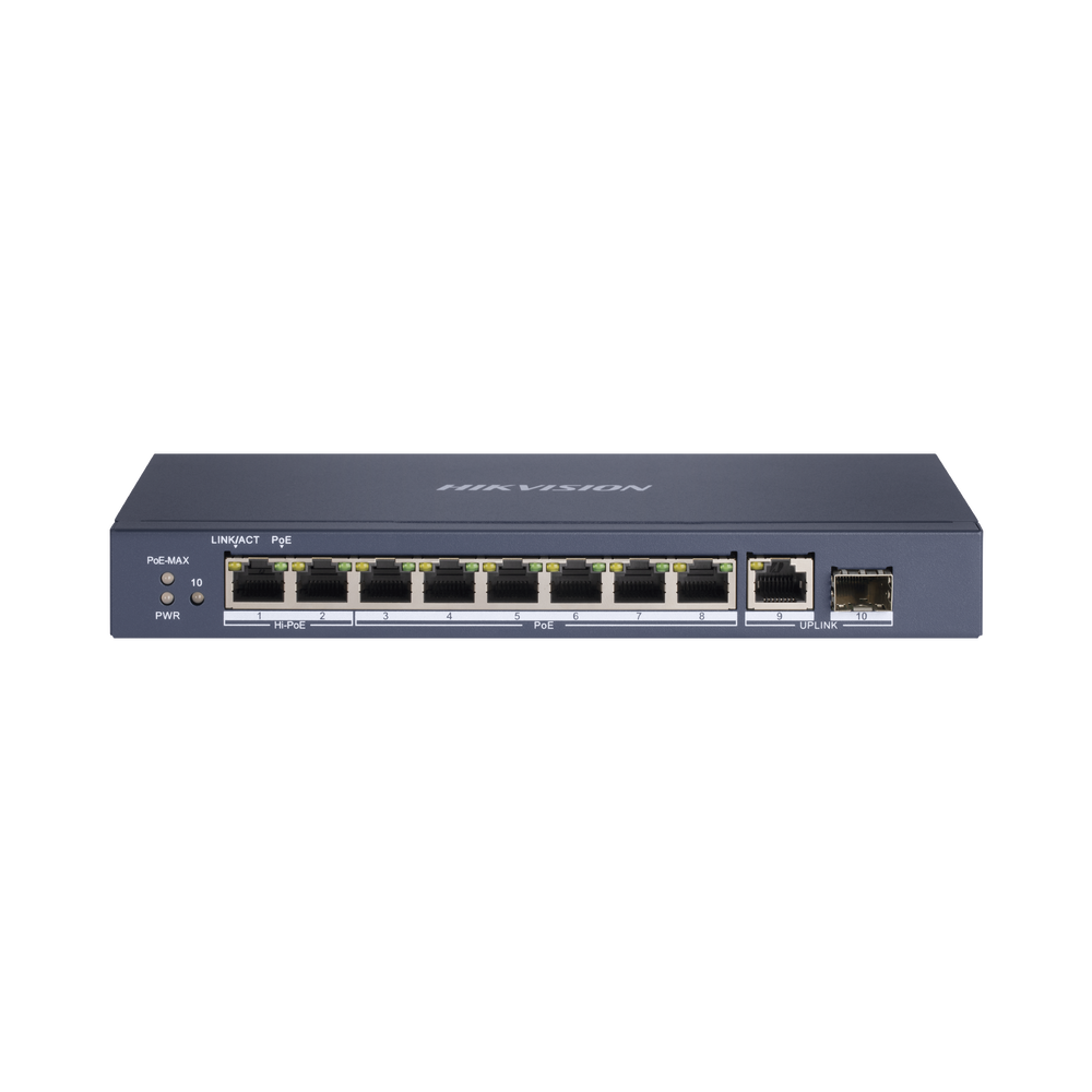 Switch PoE+ / 6 Puertos PoE+ / 2 Puertos PoE++ / bt (90 W) / 1 Puerto SFP / 1 Puerto Uplink Gigabit / 300 mts PoE Larga Distancia