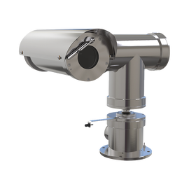 Camara IP PTZ  antiexplosion 2MP, 32X, IP68, WiseStream II / con wiper / acero inoxidable / conexion de fibra optica