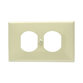 Placa de plástico para contacto dúplex color marfil.