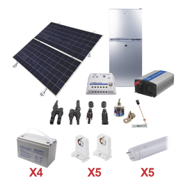 Kit de Energía Solar Para Refrigerador de 105 L e Iluminación Led de Alta Eficiencia Para Aplicaciones Aisladas de la Red Eléctrica