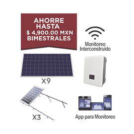 Kit solar para interconexión de 3 KW de potencia, 220 Vca con inversor de cadena y paneles policristalinos.