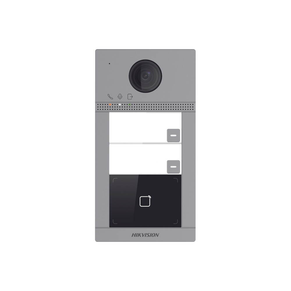 Videoportero IP WIFI  (IP65 + IK08) con Llamada y apertura desde APP Hik-Connect / Soporta 2 Departamentos / PoE Estandar  / Interfaz WEB para configuración / 2 puertas