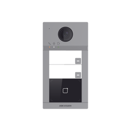 Videoportero IP WIFI  (IP65 + IK08) con Llamada y apertura desde APP Hik-Connect / Soporta 2 Departamentos / PoE Estandar  / Interfaz WEB para configuración / 2 puertas