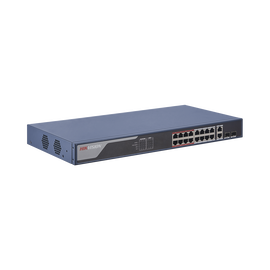 Hikvision DS-3E1318P-EI - Conmutador - Gestionado - 16 x 10/100 (PoE+) + 2 x combo Gigabit - sobremesa - PoE+ (230 W)