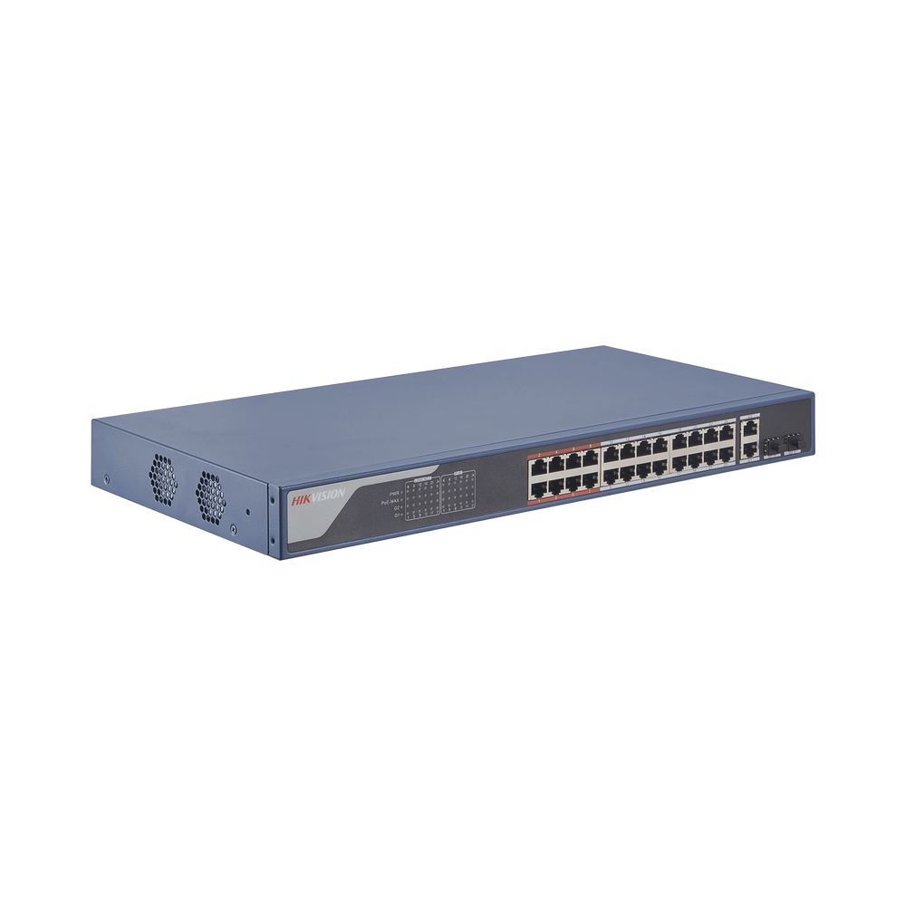 Hikvision Pro Series DS-3E1326P-EI - Conmutador - inteligente - 24 x 10/100 (24 PoE) + 2 x combo Gigabit - sobremesa - PoE (370 W)