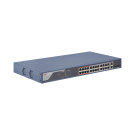 Hikvision Pro Series DS-3E1326P-EI - Conmutador - inteligente - 24 x 10/100 (24 PoE) + 2 x combo Gigabit - sobremesa - PoE (370 W)