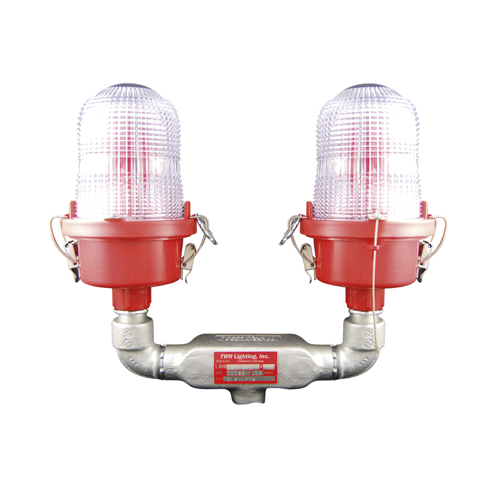 Lámpara de Obstrucción Roja Tipo L-810, Doble LED de baja intensidad, (12 - 24 Vcd).