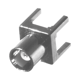 Conector MCX Hembra de Montaje Vertical para PCB con Terminal y 4 Patas, Oro/ Oro/ Teflón.