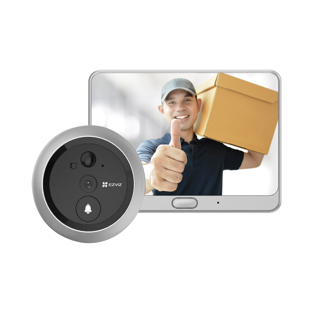 Timbre Inalámbrico Con Mirilla y Pantalla de Batería Recargable / Para Instalarse en Puerta / Cámara 720P / WiFi / Sensor PIR / Detección de Movimiento / Audio de Dos Vías  /  Uso Interior