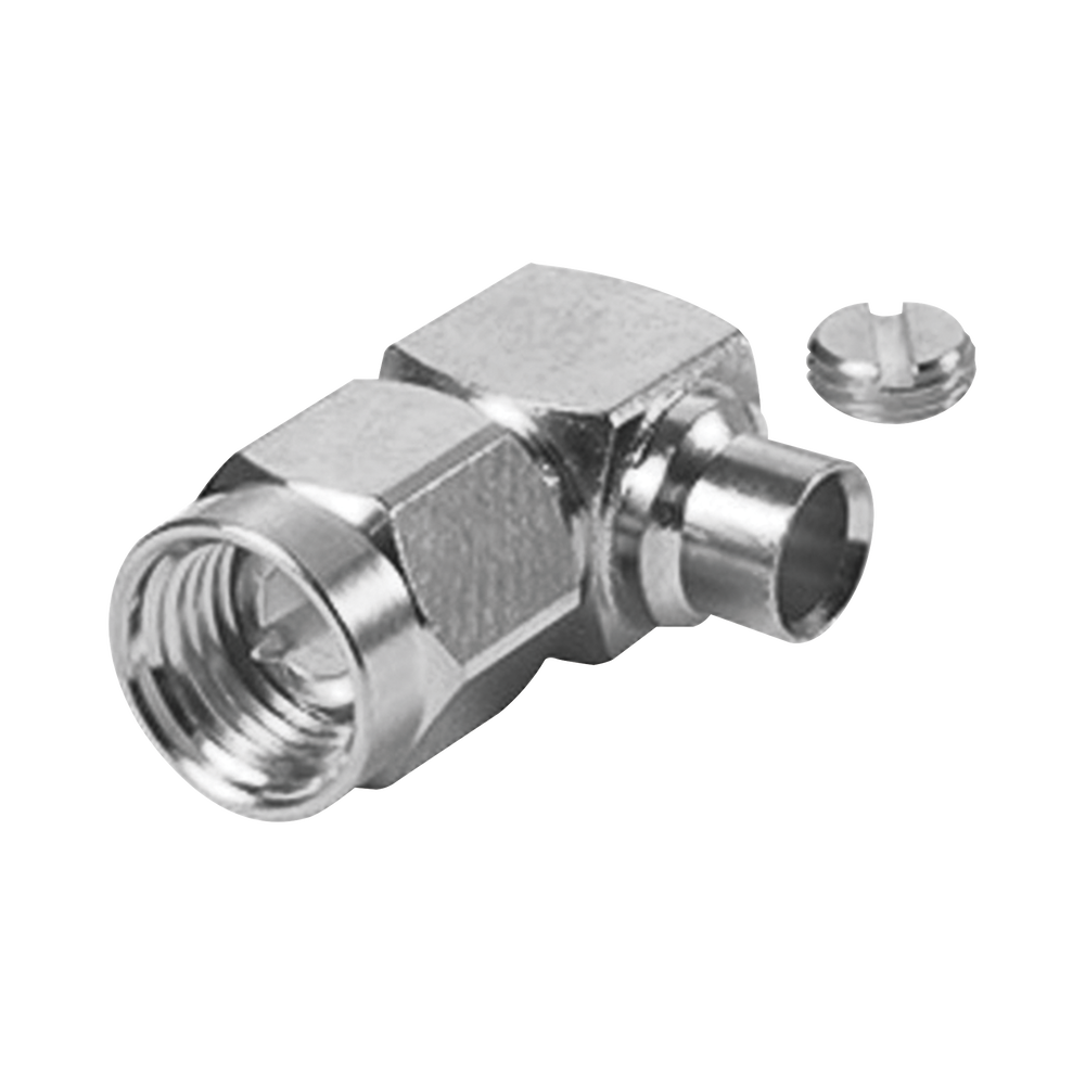 Conector SMA Macho en Ángulo Recto para Cable Semi-Rígido de 0.141