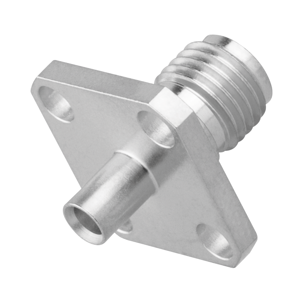 Conector SMA Hembra, 4 Hoyos en Panel de 13 mm, Soldable en Cable Semi-Rígido de 0.047