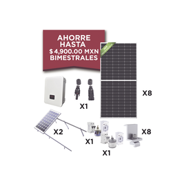 Kit Solar para Interconexión de 3 KW de Potencia, 220 Vca con Inversor de Cadena y Paneles Monocristalinos de 450W