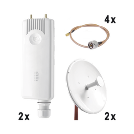 Enlace completo Punto a Punto para servicios TriplePlay, incluye: 2x FORCE300CSM, 2x NP-1 (30 dBi), 4x Jumper