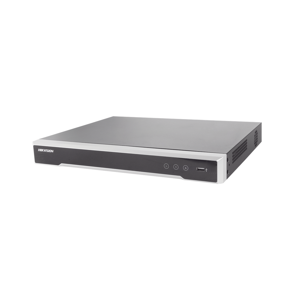 NVR 8 Megapixel (4K) / 32 canales / 16 Puertos PoE+ / Hik-Connect / 2 Bahías de Disco Duro / Swtich PoE 300 mts / HDMI en 4K