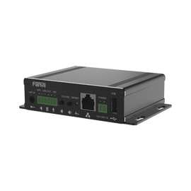 Gateway para Voceo IP/SIP,  Entrada de audio (3.5mm), salida de amplificador integrado de hasta 30W, puerto USB (reproducción de MP3),
