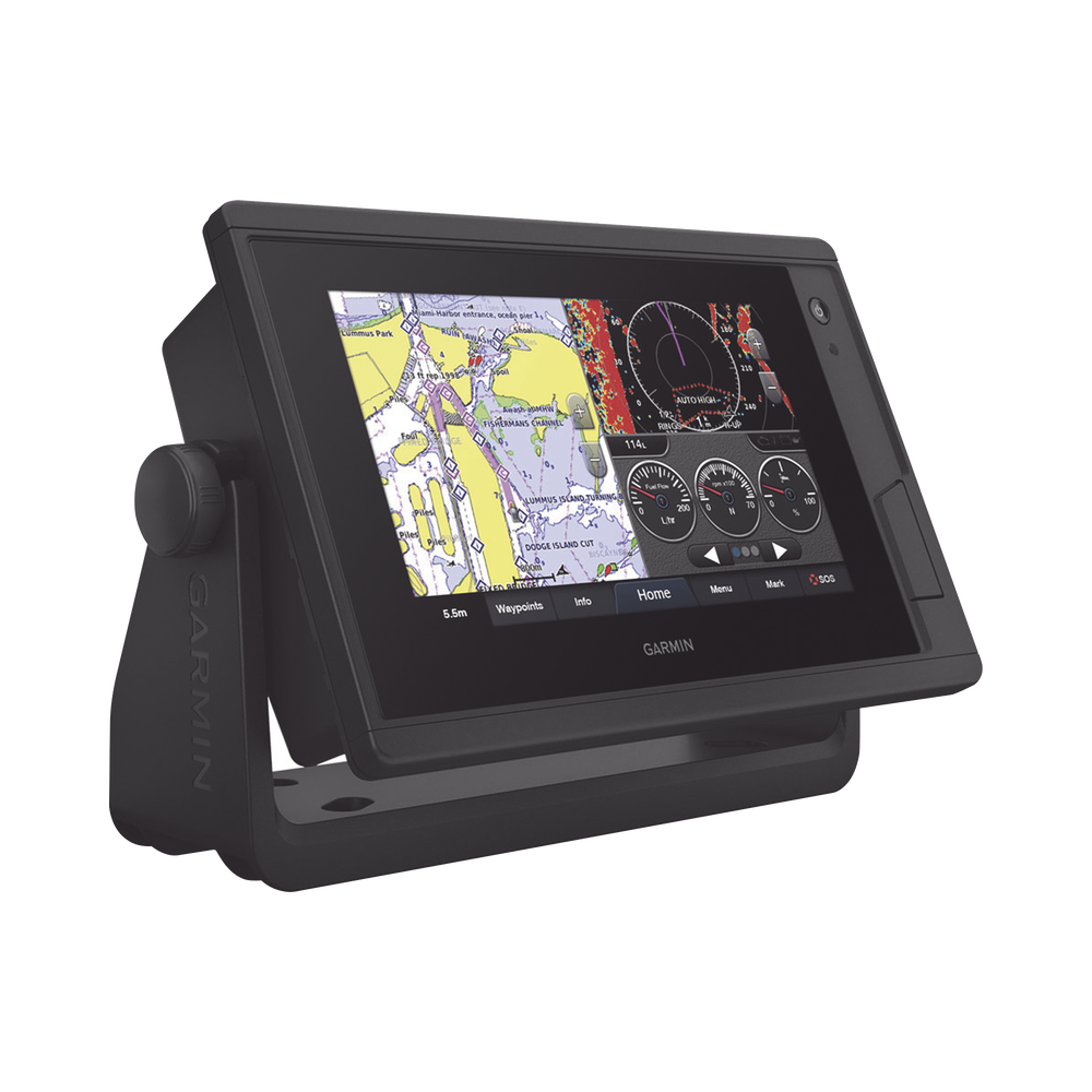 GPSMAP 722XS con sonar ClearVü y Traditional CHIRP Sonar con mapa base mundial.