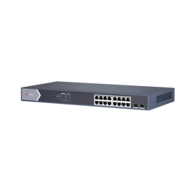 Hikvision Smart Managed Series DS-3E1518P-SI - Conmutador - inteligente - 16 x 10/100/1000 (PoE+) + 2 x Gigabit SFP - sobremesa - PoE+ (225 W)