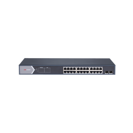Smart Switch PoE+ Administrable / 24 puertos 10/100/1000 Mbps PoE+ (hasta 300 m) + 2 Puertos SFP Uplink / 370 W / Hik-ProConnect y Hik-Central