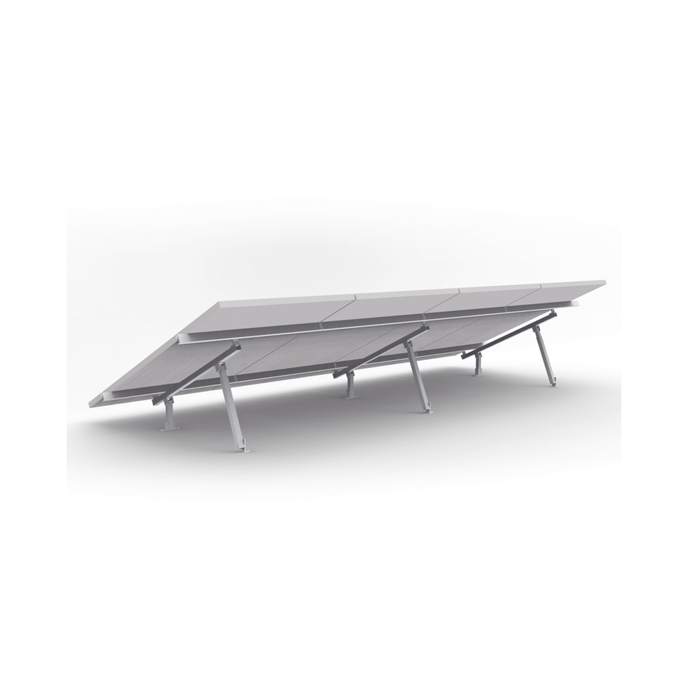 Montaje de aluminio para techo o piso de concreto,  de alta resistencia y rápida instalación para arreglo 1x4 módulos fotovoltáicos de 40mm de espesor