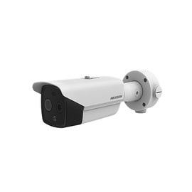 Bala IP Dual / Térmica 9.7 mm ( 160 X 120 ) / Óptico 8 mm (4 Megapixel) / 40 mts IR / IP67 / PoE / Termométrica / Detección de Temperatura / Sirena y Luz Intermitente Integrada