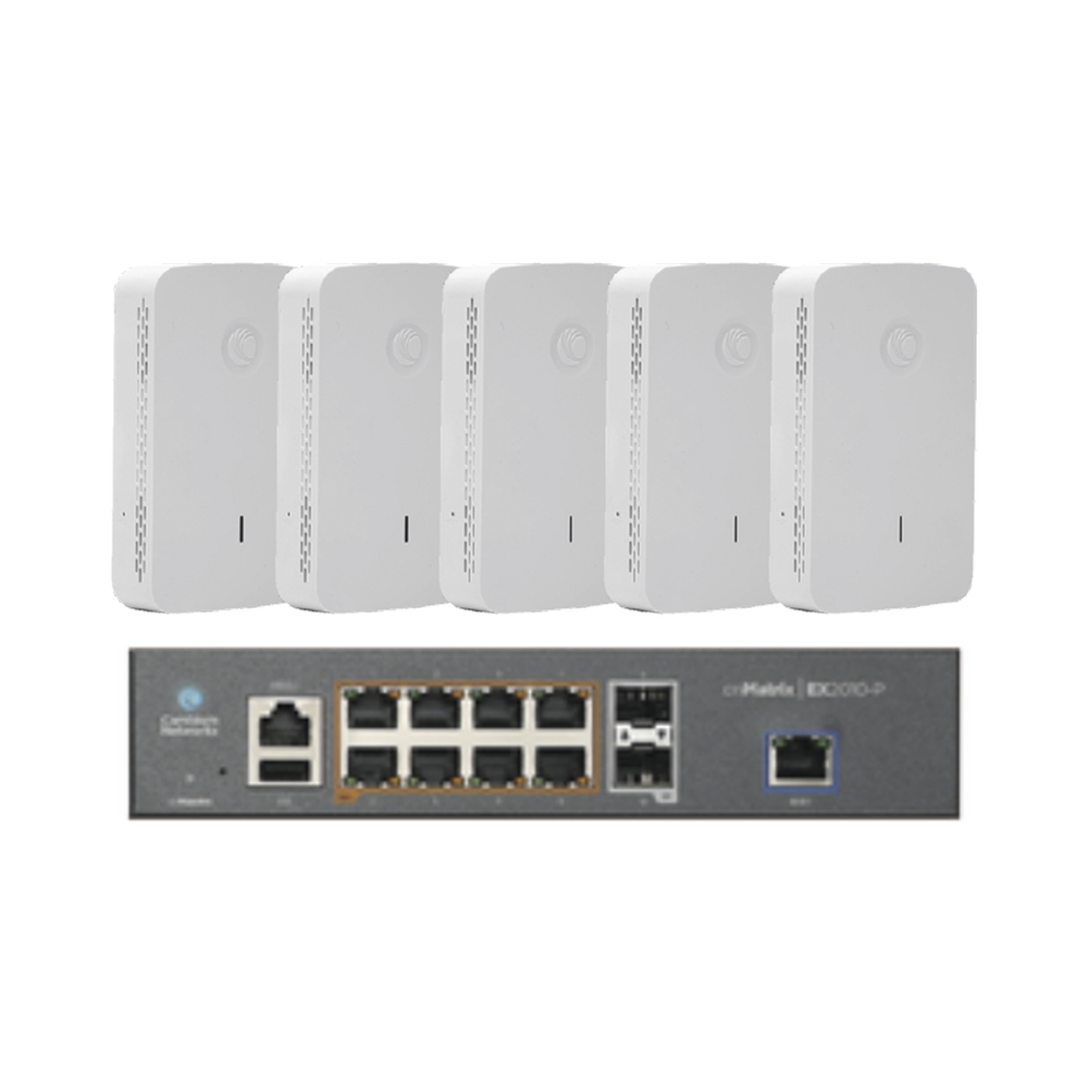 Starter Kit Wi-Fi Empresarial de 5 Access Point PLE425 y 1 Switch PoE EX2010P