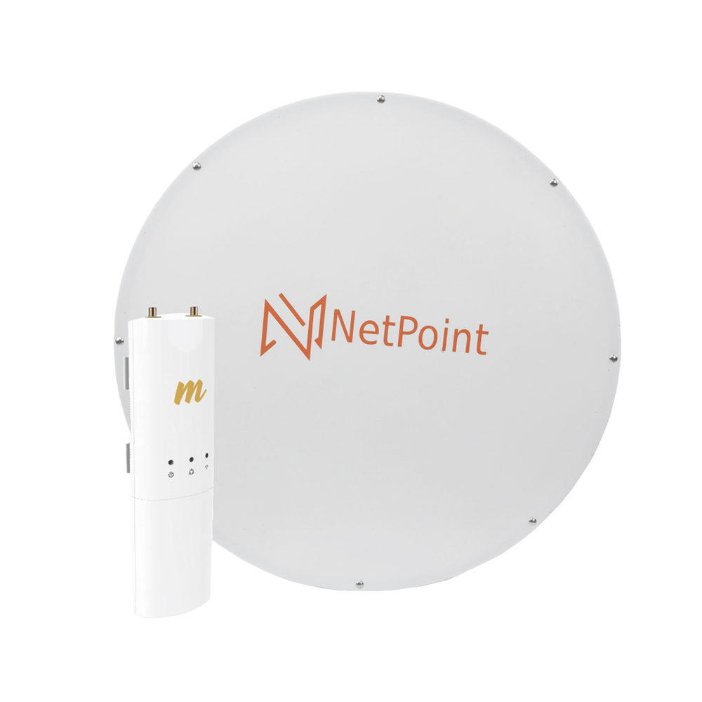 Kit de radio C5C con antena NPX1 de 30 dBi , Frecuencia (4.9-6.2 GHz), incluye jumper, PoE y cable de alimentación, ideal para distancias de hasta 30km