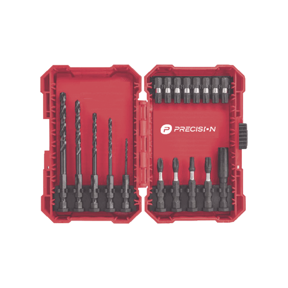 Juego de 18 puntas y brocas p/taladro hex. C/estuche
