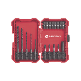 Juego de 18 puntas y brocas p/taladro hex. C/estuche