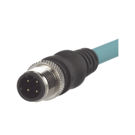 Cable de Conexión IndustrialNet Cat5e, de M12 D-Code Macho Recto a M12 D-Code Macho Angulado, Blindado S/FTP, Forro TPO, Color Azul Cerceta, 1 Metro