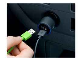 Belkin 2-Port Car Charger - Adaptador de corriente para el coche - 20 vatios - 2.1 A - 2 conectores de salida (USB) - negro - para Apple iPad/iPhone/iPod (Lightning)
