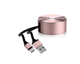 Klip Xtreme - USB-C cable - 24 pin USB-C - 4 pin USB Type A - 1 m - Rose gold - Retractable