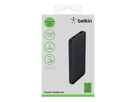 Belkin Pocket Power - Cargador portátil - 10000 mAh - 2.4 A - 2 conectores de salida (USB) - en el cable: Micro-USB - negro