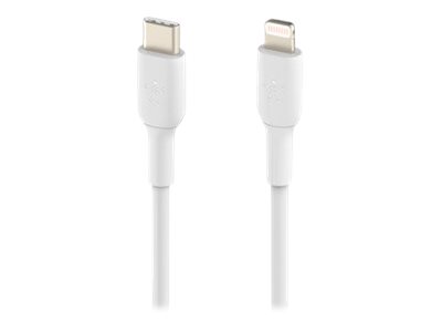 Belkin BoostCharge - Cable Lightning - 24 pin USB-C macho a Lightning macho - 1 m - blanco - suministro de potencia USB (18W)