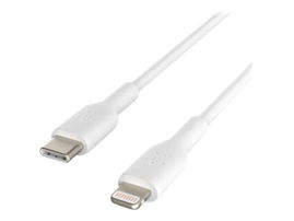 Belkin BoostCharge - Cable Lightning - 24 pin USB-C macho a Lightning macho - 1 m - blanco - suministro de potencia USB (18W)