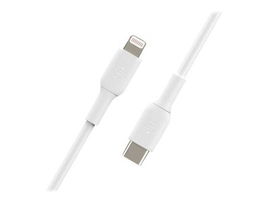 Belkin BoostCharge - Cable Lightning - 24 pin USB-C macho a Lightning macho - 1 m - blanco - suministro de potencia USB (18W)